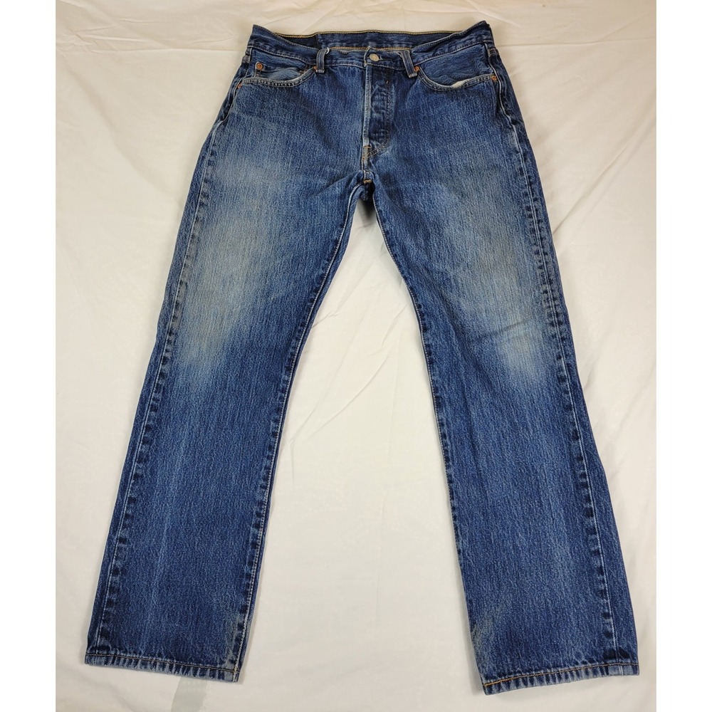 Levis 501 XX Original Fit Mens Jeans Blue Denim Button Fly 32x29 00501-0115